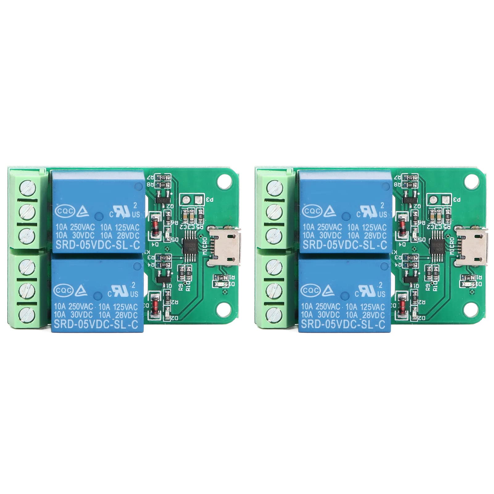 2Pcs Relay Module 2 Channel 5V Plug and Play USB PC