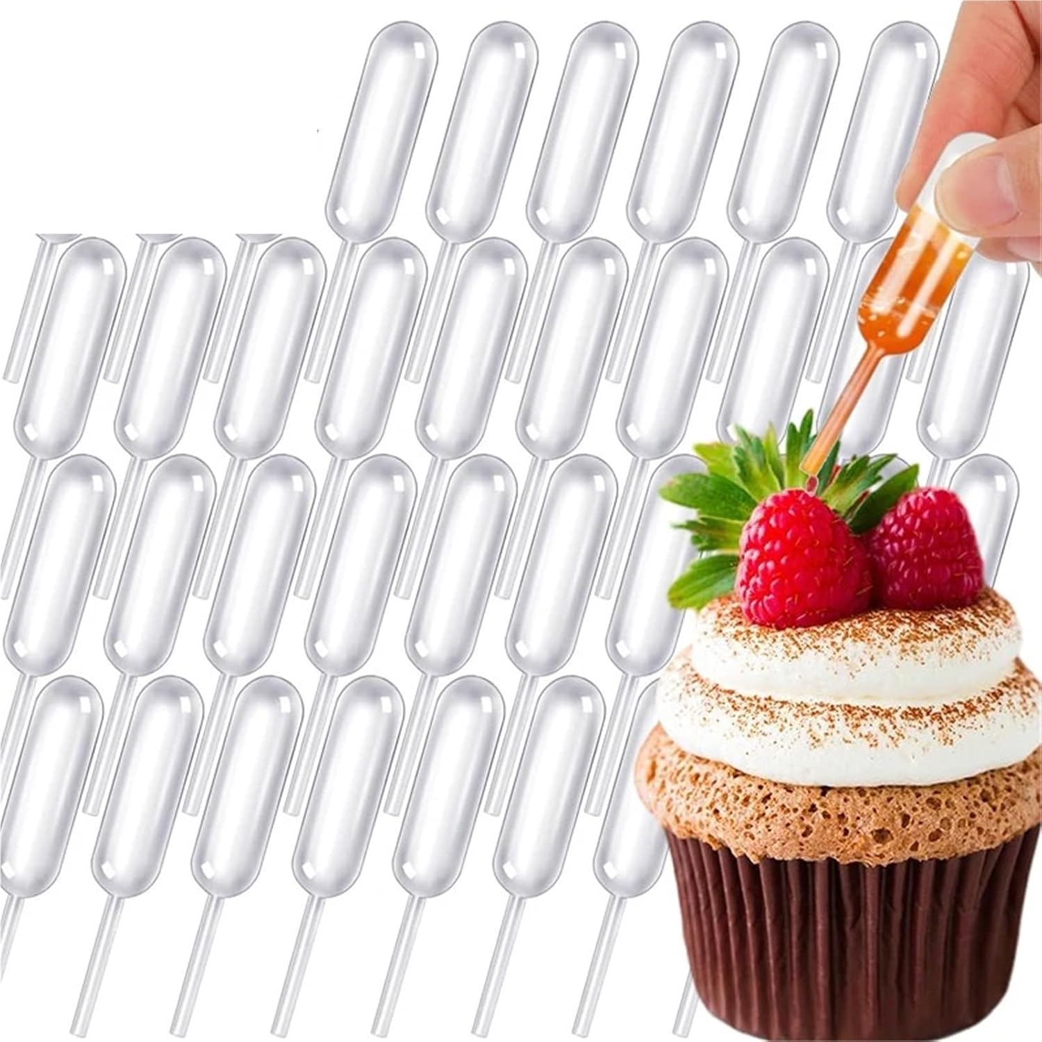 500 Pcs 4ml Mini Plastic Dropper Pipettes for Cupcake Sauce Dessert Decor | Disposable squeeze pipettes for precise sauce transfer, cake filling, and baking decoration.