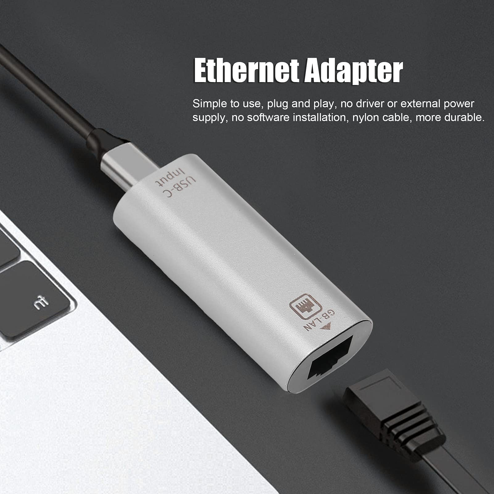 USB C Female to RJ45 Female Ethernet Adapter 10/100 / 1000Mbps No Driver Easily Use Aluminum Alloy Type-C Interface USBC Ethernet Adapter for Phones Computers Tablets.