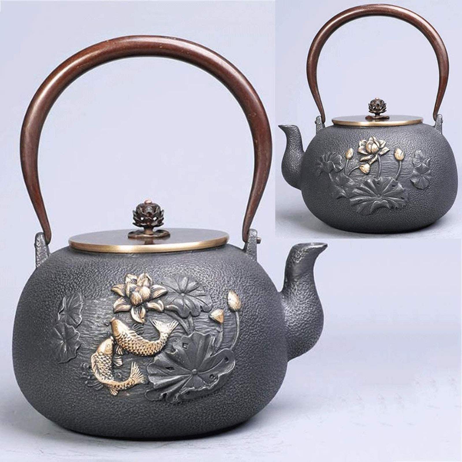 MGEMJMJ Japanese Tea Kettle Tea Pot,Vintage Cast Iron Tea Kettle, Heat Resistant Small 1.2 Litre Tea Pot For Loose Leaf Tea, For Office Party Home