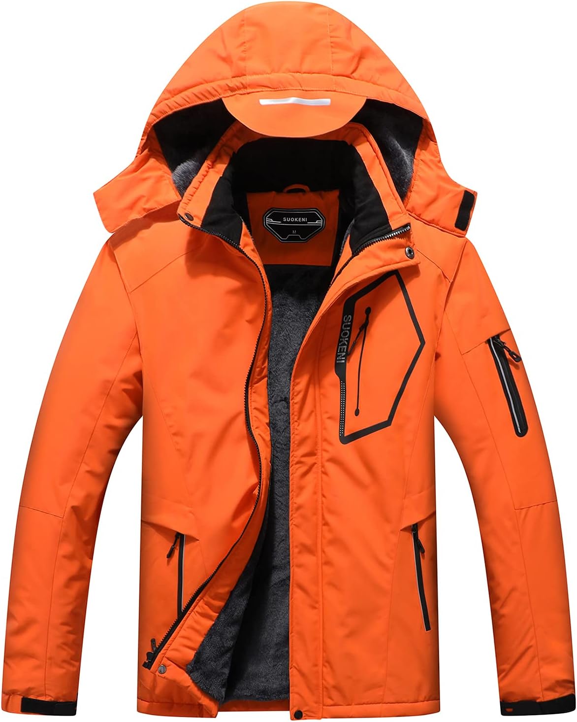SUOKENIMen's Waterproof Ski Jacket Warm Winter Snow Coat Hooded Raincoat