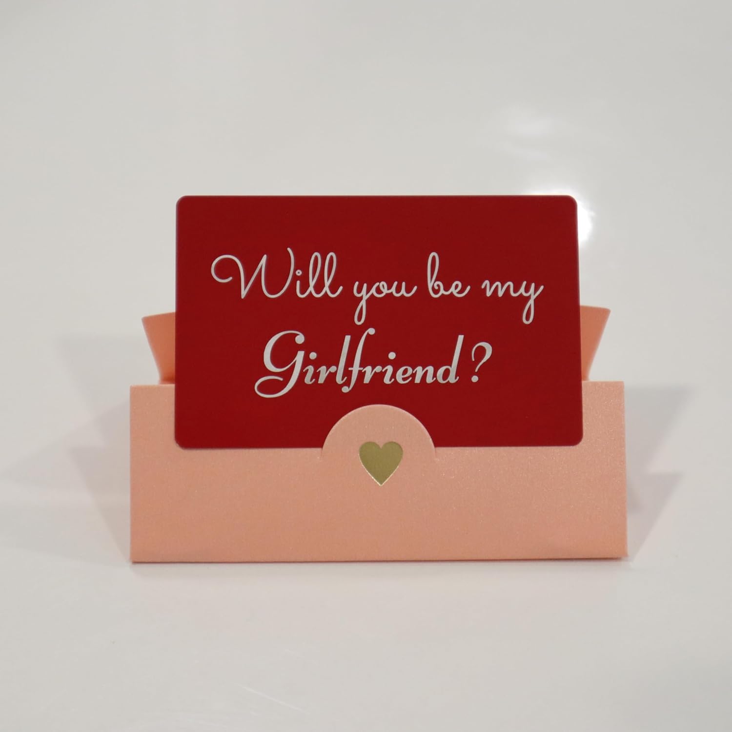 Will You Be My Girlfriend? Red Romantic proposal card with Pink Envelope, Simple and Powerful card (Pink)