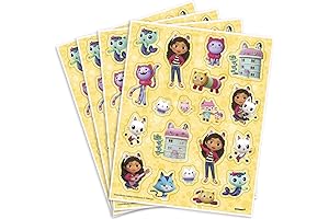 Gabby's Dollhouse Invitation | Pack of 4 | Yellow Paper Sticker Sheet Favors