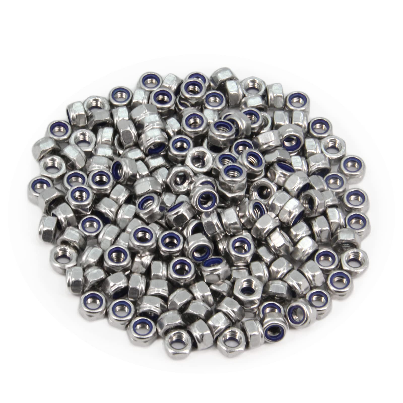 Yeebyee M6 x 1mm Pitch 304 Stainless Steel Self-Locking Hex Lock Nuts, Nylon Insert LockNuts Silver Metric Self Clinching Hex Lock Nuts for Hardware Parts, 200pcs/pack (M6-200pcs) - Image 3