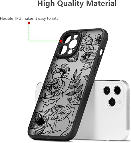 Miniatura 6 de XIZYO Funda para iPhone 13 Pro Max de 6.7 pulgadas, diseño de estampado floral de rosas para niñas y mujeres, funda protectora de TPU a prueba de