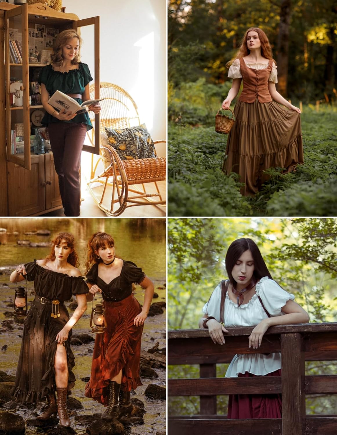 Scarlet Darkness Renaissance Shirt Women Peasant Blouse Pirate Steampunk Shirt - Image 8