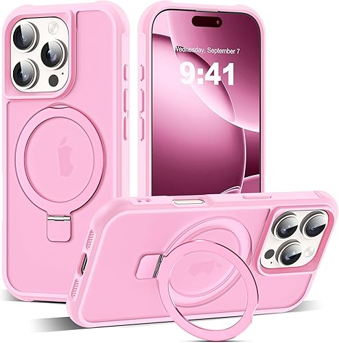 Miniatura 61 de Funda de grado militar compatible con iPhone 14 Plus de 6.7 pulgadas, con soporte magnético invisible tipo anillo, compatible con MagSafe y gran