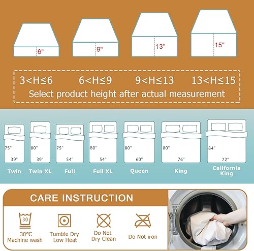 Miniatura 9 de Bedecor - Protector de colchón de seis lados con cremallera, impermeable, a prueba de ácaros y chinches, permite el paso del aire.