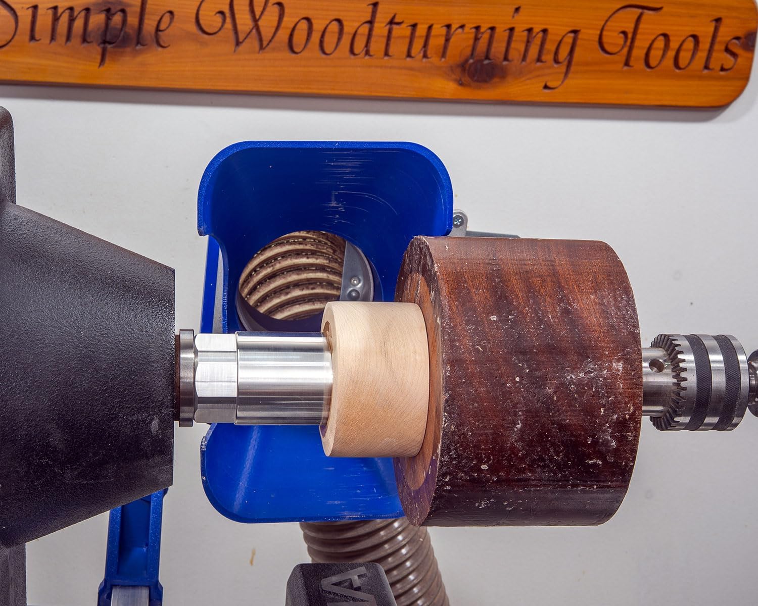 Simple Woodturning Tools Glue Hub with Threads to Hold Wood Blanks, optional hardwood waste block, Aluminum, Threaded (1.25"-8 Threads with Waste Block)