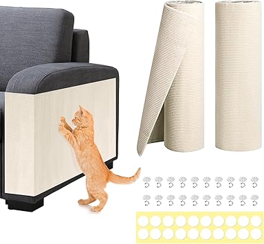 2PCS 39.3" x 15.7" Cat Scratching Mat,DIY Climb Cat Scratcher for Furniture Couch Protector, Covering Cat Scratching Posts for Indoor Cats, Replacement Pads,Trimmable Self-Adhesive Carpet