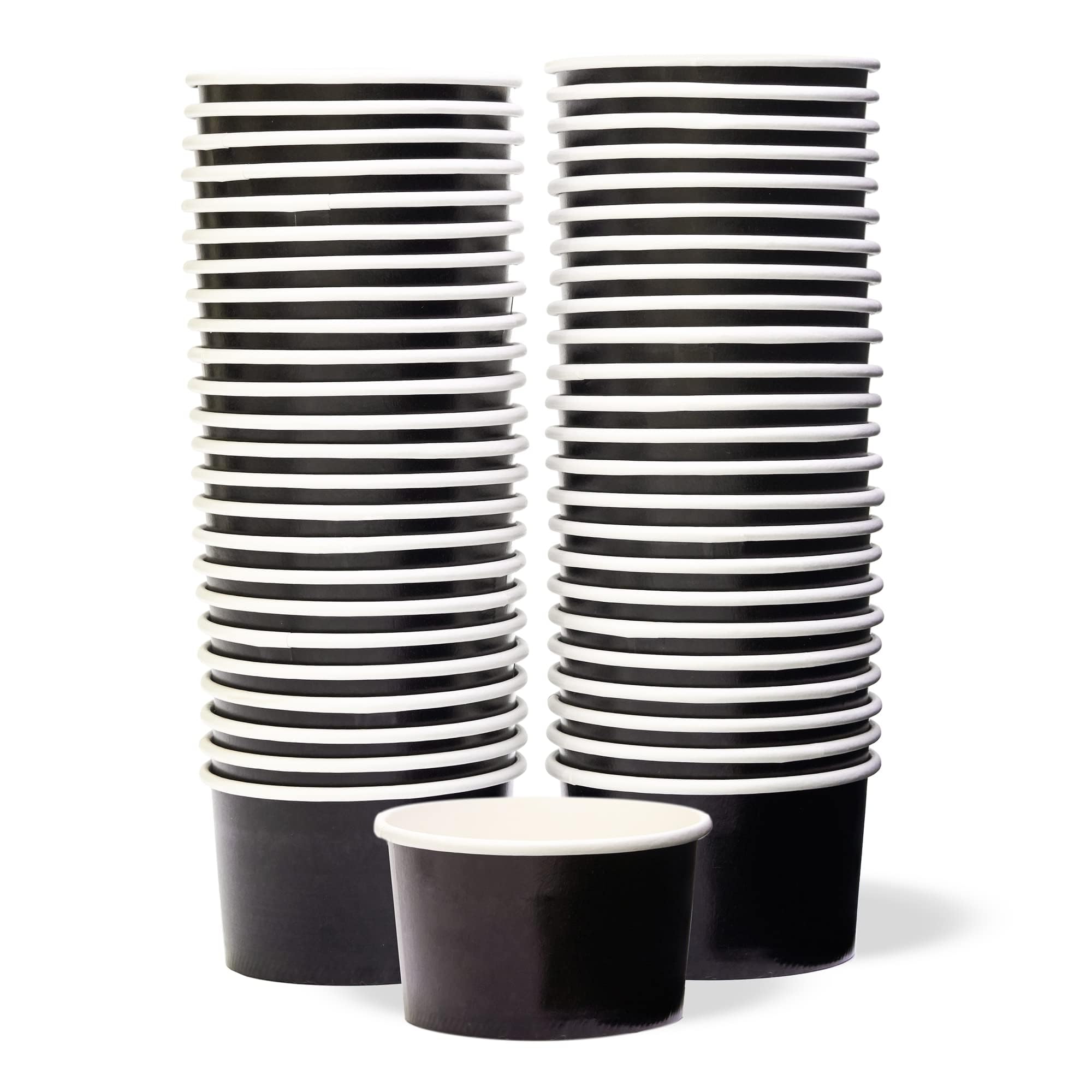 Coupes à Glace En Papier Jetables - 50 Pièces De 160 Ml - Noires - Pour Sundaes, Yaourt Glacé, Soupe - Résistantes Aux Fuites