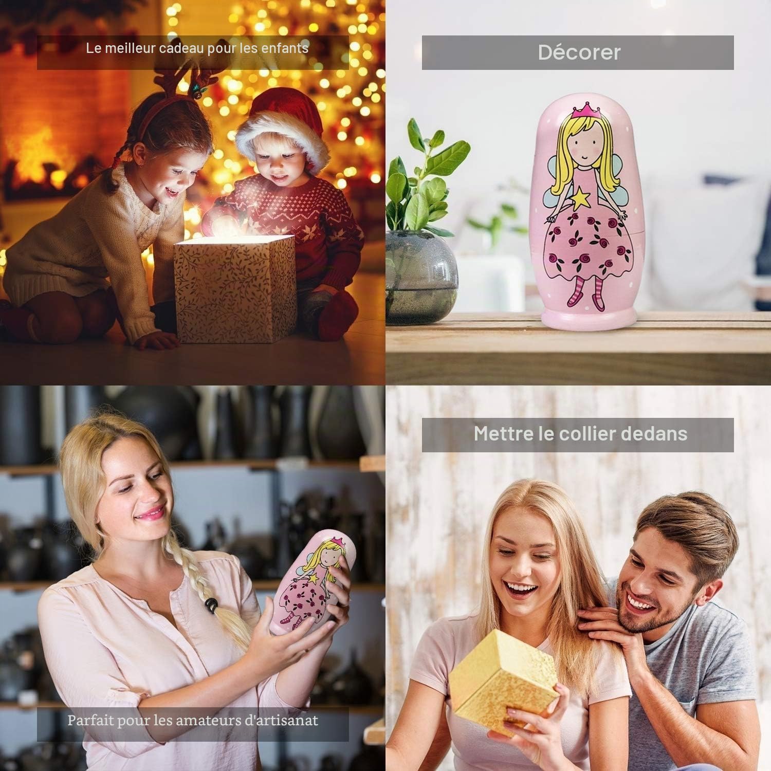 5 Pièces de Poupées Matriochkas en Bois, Matriochkas Russes Classiques, Décoration Maison Traditionnelle, Jeu de Poupées Empilables pour Fêtes, Festivals, Salon, Décorations pour Chambre à Coucher
