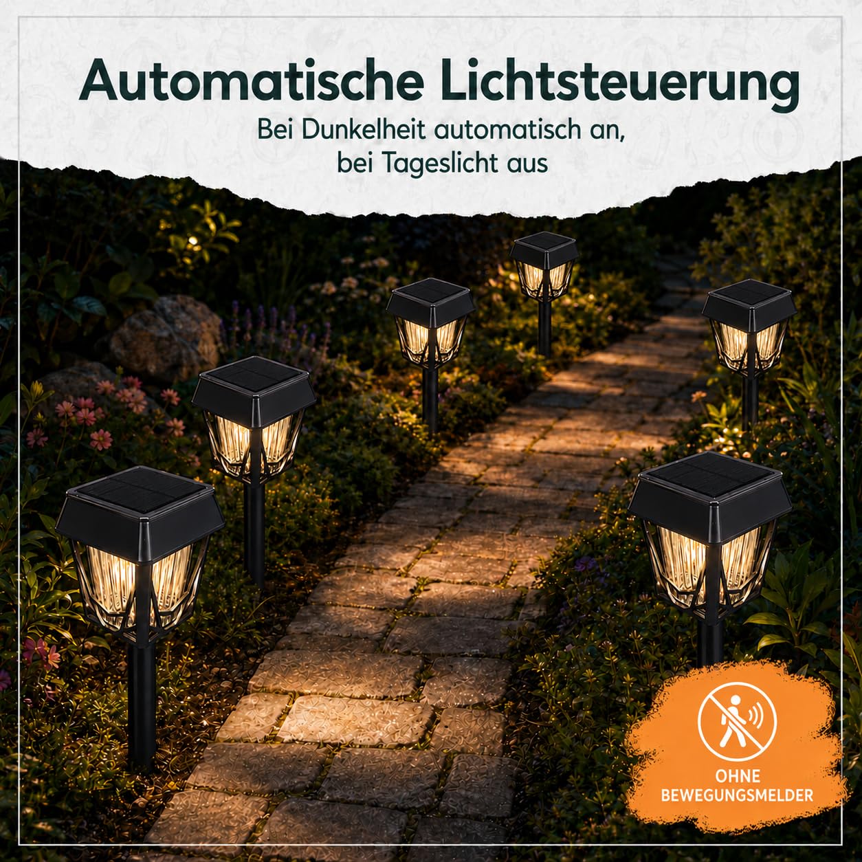 ROCAM Solarleuchten Garten Außen 6er Set, Solarlampen für außen Wegleuchten