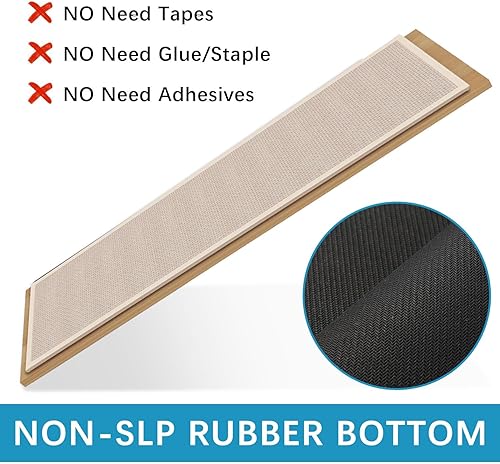 Miniatura 5 de GOYLSER Peldaños de escalera antideslizantes para escalones de madera en interiores, 15 alfombras de escalera beige con parte trasera de goma,