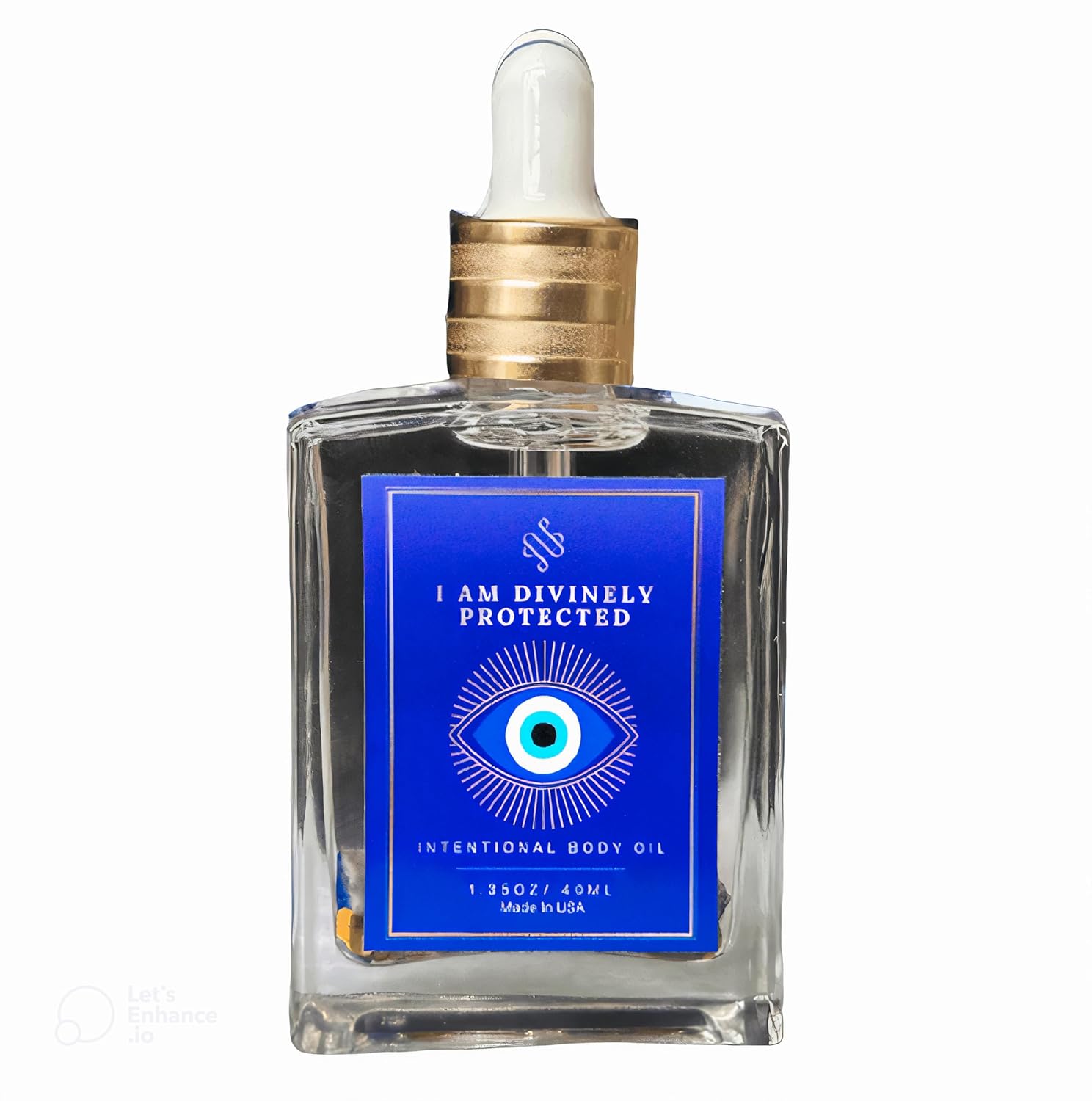 40ml Crystal Infused Evil Eye Intentional Luxury Body Oil for skin care & self Protection, Handmade with 100% Clear Jojoba Oil + Vitamin E & Phthalate-Free fragrance oil.