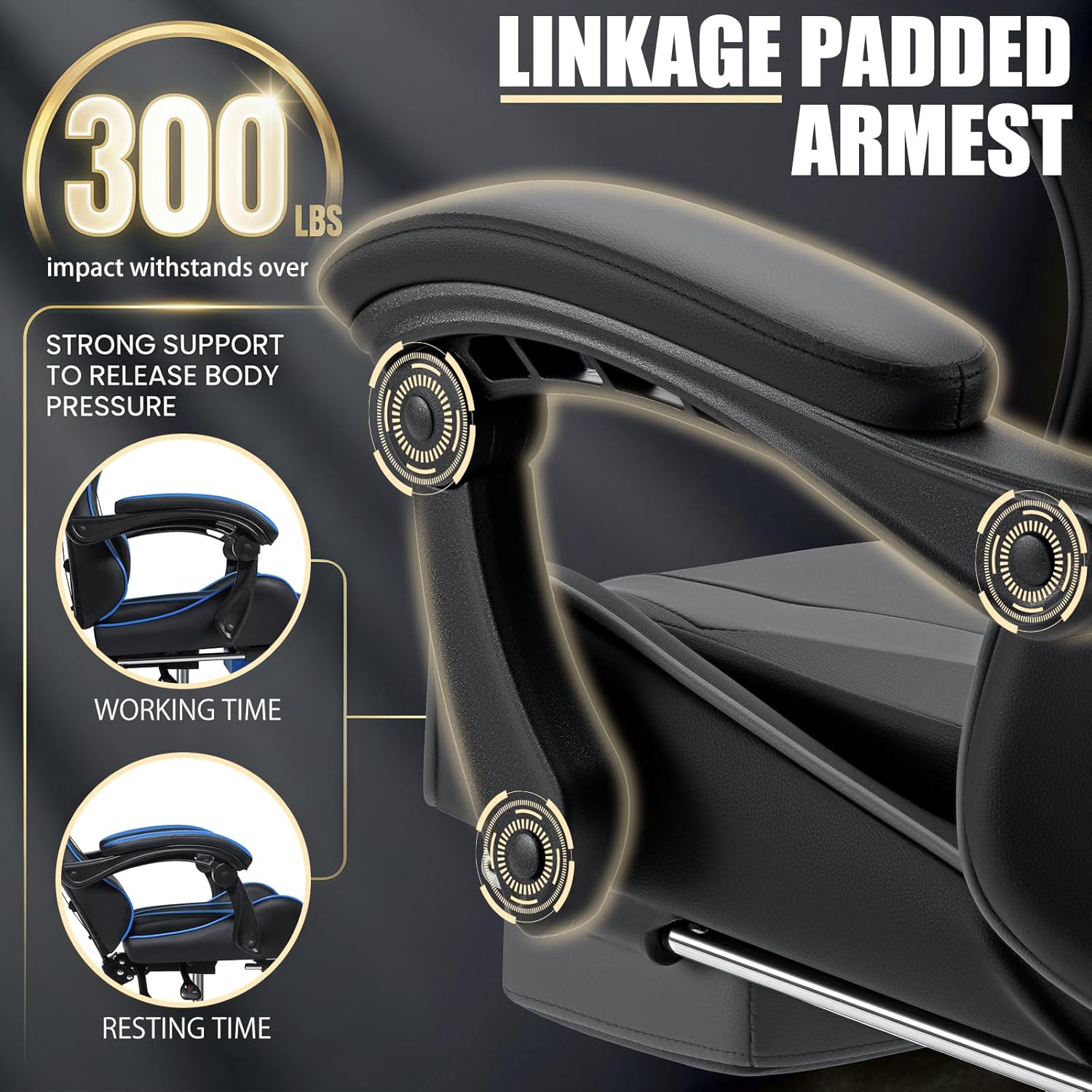 Gaming Chair with Massage Ergonomic Computer Chair with Footrest Reclining Video Game Chair for Boys with Adjustable Armrest Black