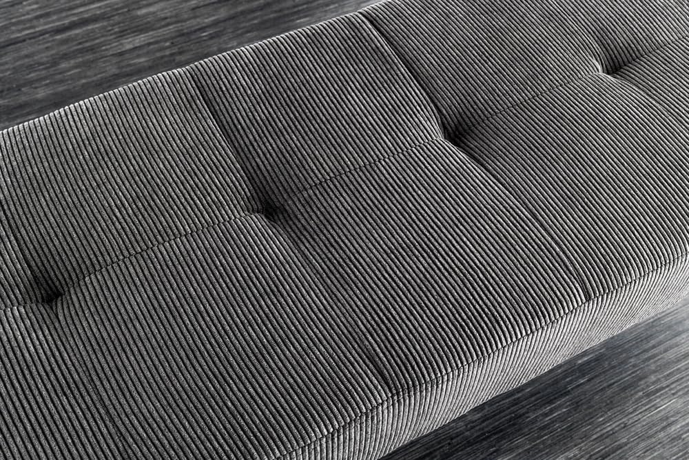 Riess Ambiente Design Sitzbank Boutique 100cm dunkelgrau Cord Schwarze Metallbeine, Polsterbank in modernen Stil, Flurmöbel, Esszimmerbank