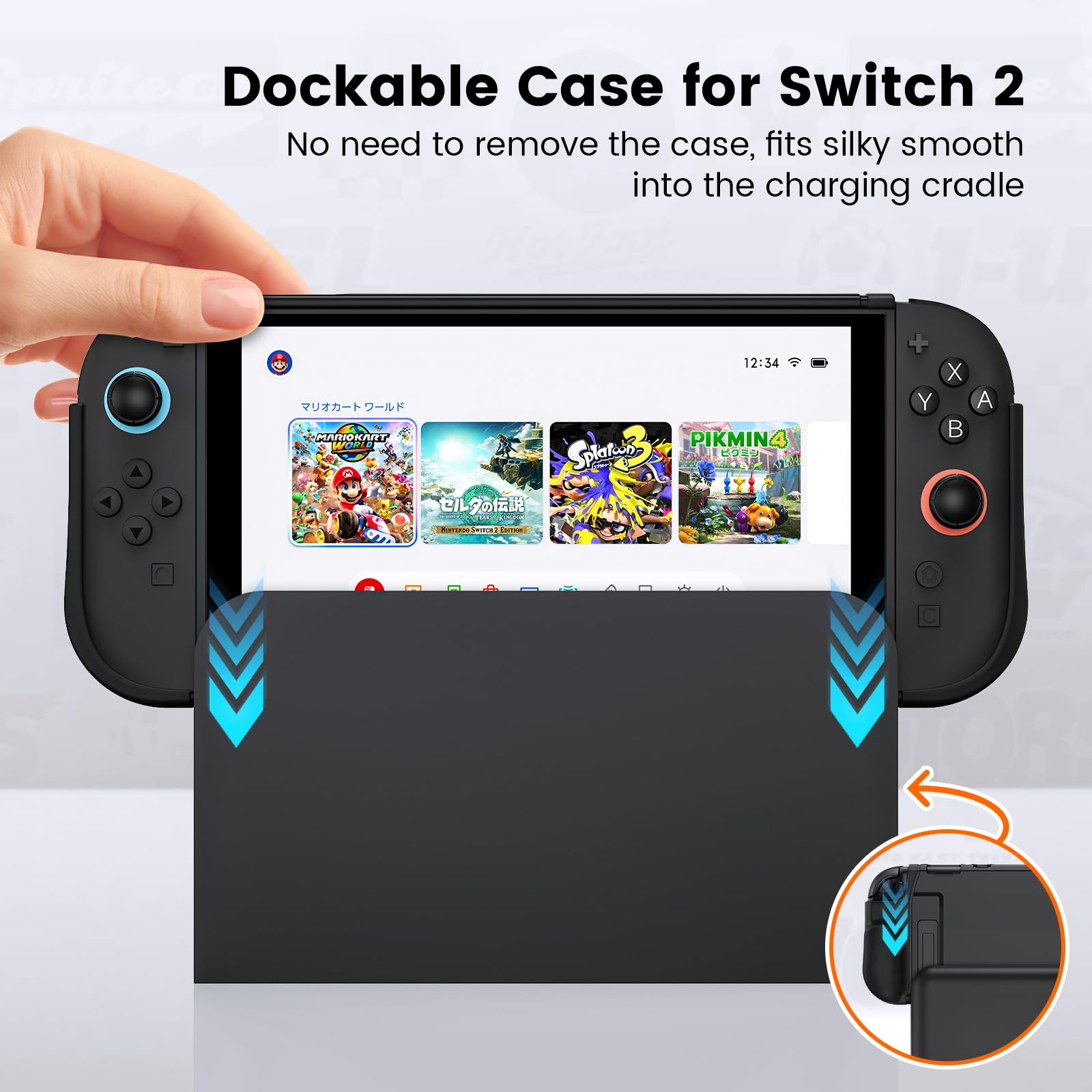 BHGift Etui ochronne na Switch 2 Grip (2025), ulepszone etui ochronne Slim Switch 2, twarda obudowa konsoli, jak prawdziwy gamepad do użytku ręcznego, odporne na wstrząsy i zarysowania, czarne