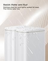 Vista 4 de CEROELDA Cubo de basura blanco para baño con tapa - 10L/2.6 galones, cubo de basura delgado de acero inoxidable con pedal rectangular, papelera