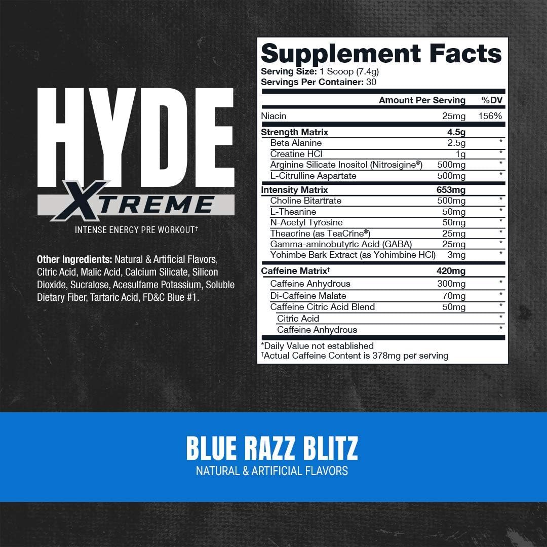 Buy Prosupps Mr Hyde Xtreme Former Nitrox Pre Workout Powder Energy Drink Intense Sustained Energy Pumps Focus With Beta Alanine Creatine Nitrosigine 30 Servings Blue Razz Blitz Online In Romania