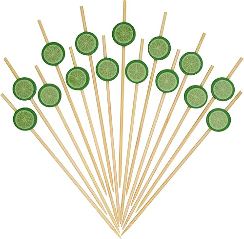 Miniatura 20 de Minisland Palillos de cóctel de manzana roja, palos de bambú de 5 pulgadas de largo, palillos de dientes elegantes para aperitivos, brochetas