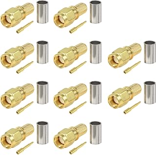 Eightwood 10pcs SMA Male Plug Crimp RF Connector Straight for LMR240 RG8X Coax Cable 50 ohm