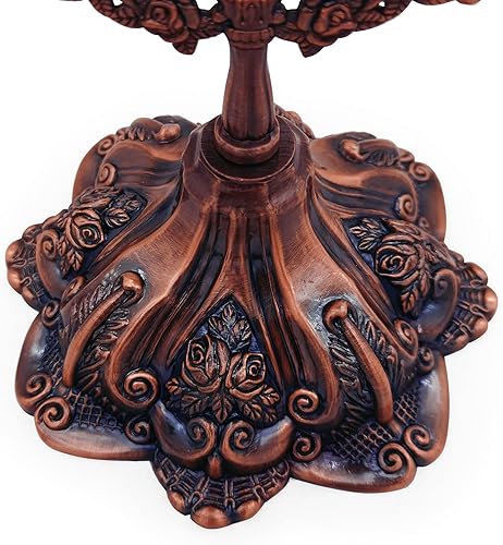 Miniatura 6 de Hsiwto Espejo de maquillaje vintage de doble cara, espejo de escritorio de maquillaje de mesa de metal de aleación con rotación de 360 grados,