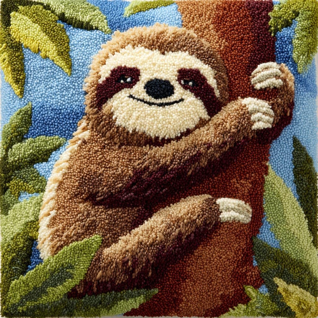 Henypt DIY Latch Hook Pillow Kits, Sloth