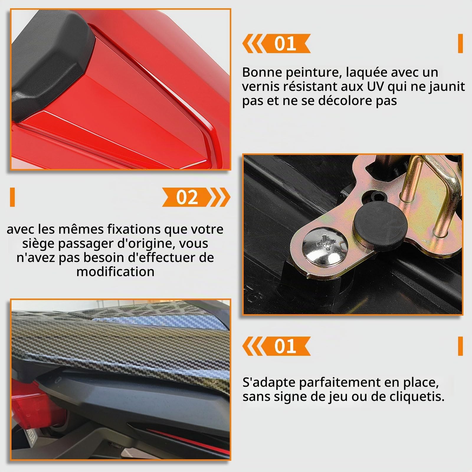 WOOGA Moto Arrière Passager Pillion Siège Couverture Carénage Capot pour Ho&n&da CB650R/ CBR650R Pièces modifiées 2019-2023 (Noir mat)