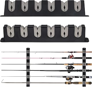 Windspeed 6-Rod Rack Wall Mounted Fishing Rod Rack For Boat, 2 Pcs Horizontal Fishing Rod Holder For Garage Door(Grey)