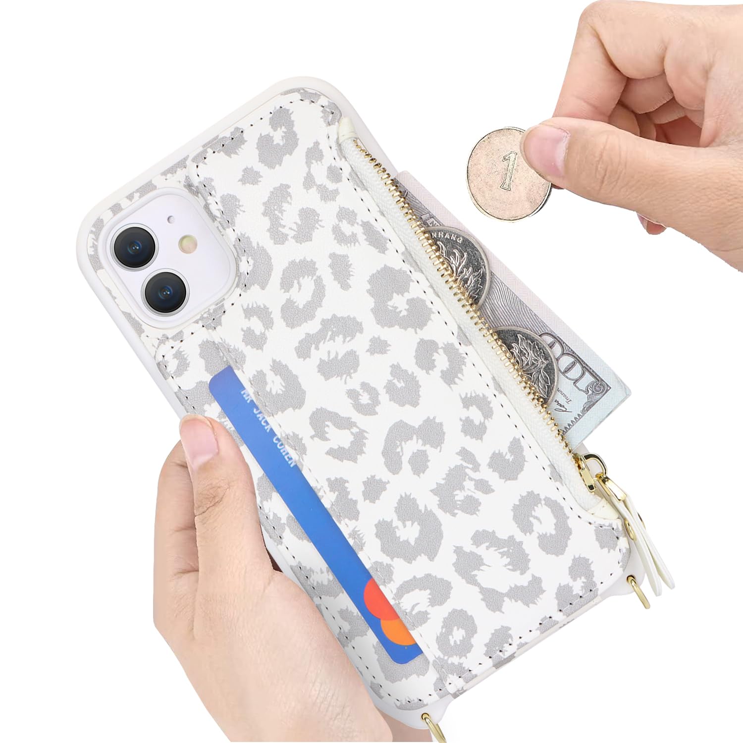 SailorTech for iPhone 11 Phone Case with Credit Card Holder for Women iPhone 11 Leather Case Wallet Crossbody with Credit Card Slots Zipper Shockproof Case for Men - Image 4