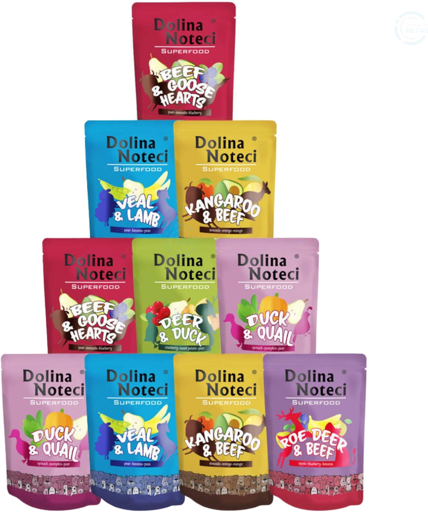 Dolina Noteci Premium SUPERFOOD Grain-Free Wet Dog Food for All Breeds – Natural Recipes, Tailored Nutrition, Unique Meats & Functional Supplements, No Additives (Mix, 10x300g)