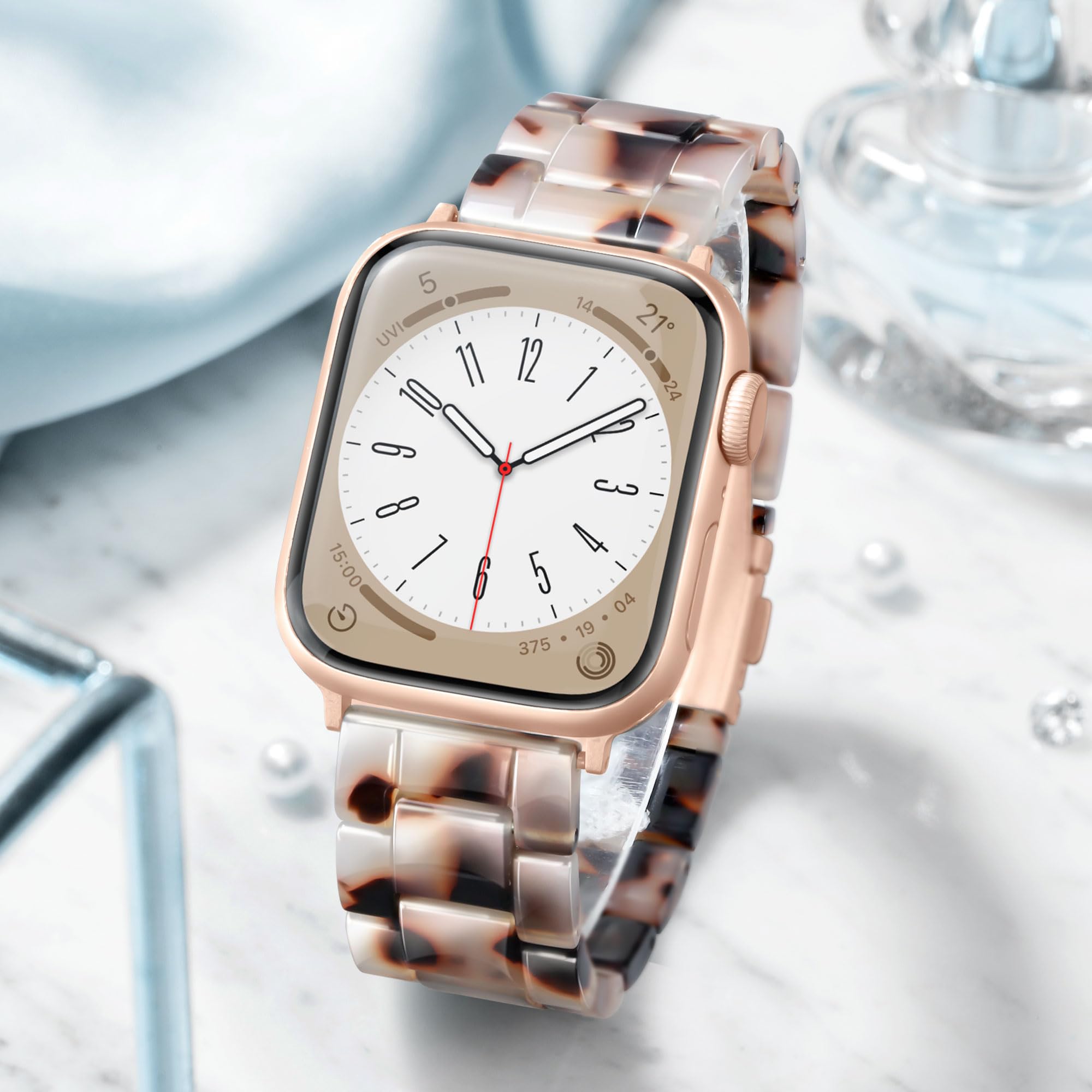 Melyis Resin Band for Apple Watch Bands 42mm 41mm 40mm 38mm fit Apple Watch Bands for Women 40mm iWatch Bands for Women Strap for Apple Watch Series 11 10 9 SE 8 7 6 5 4 3 2-Tortoiseshell Bro product thumbnail 6