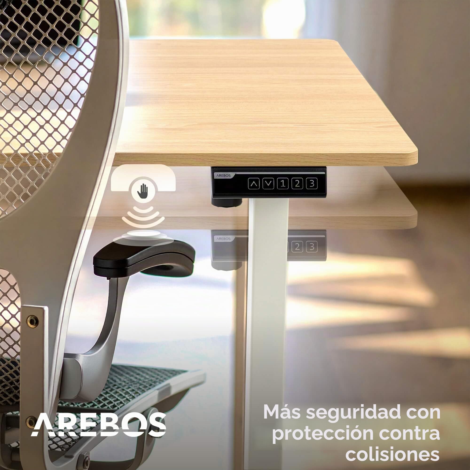 Arebos Escritorio Eléctrico Ajustable 180 x 80 cm | Altura 72-118 cm | Función Memoria | Mesa Ergonómica de Pie y Sentado | para Oficina, Hogar, Teletrabajo | Beige