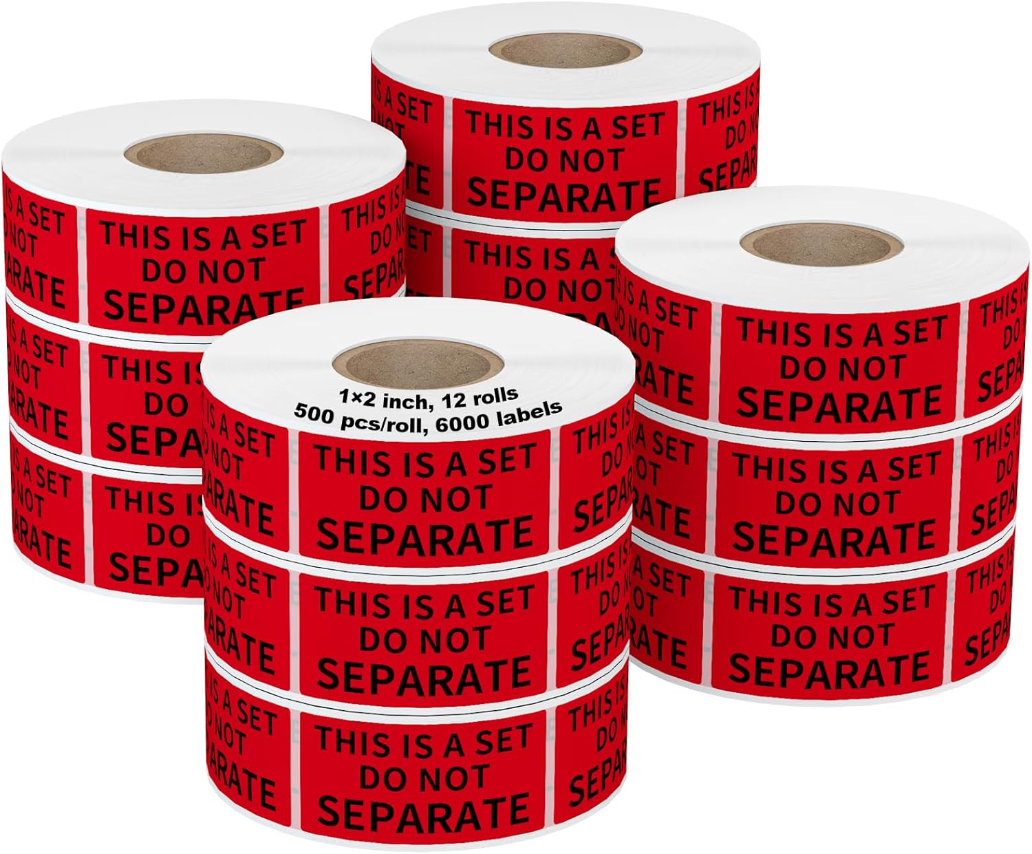 12 Rolls 1" x 2" Warning Label,This is a Set Do Not Separate Dark Red Packing Labels Permanent Adhesive (12 Rolls, 6000 Labels) - Image 8