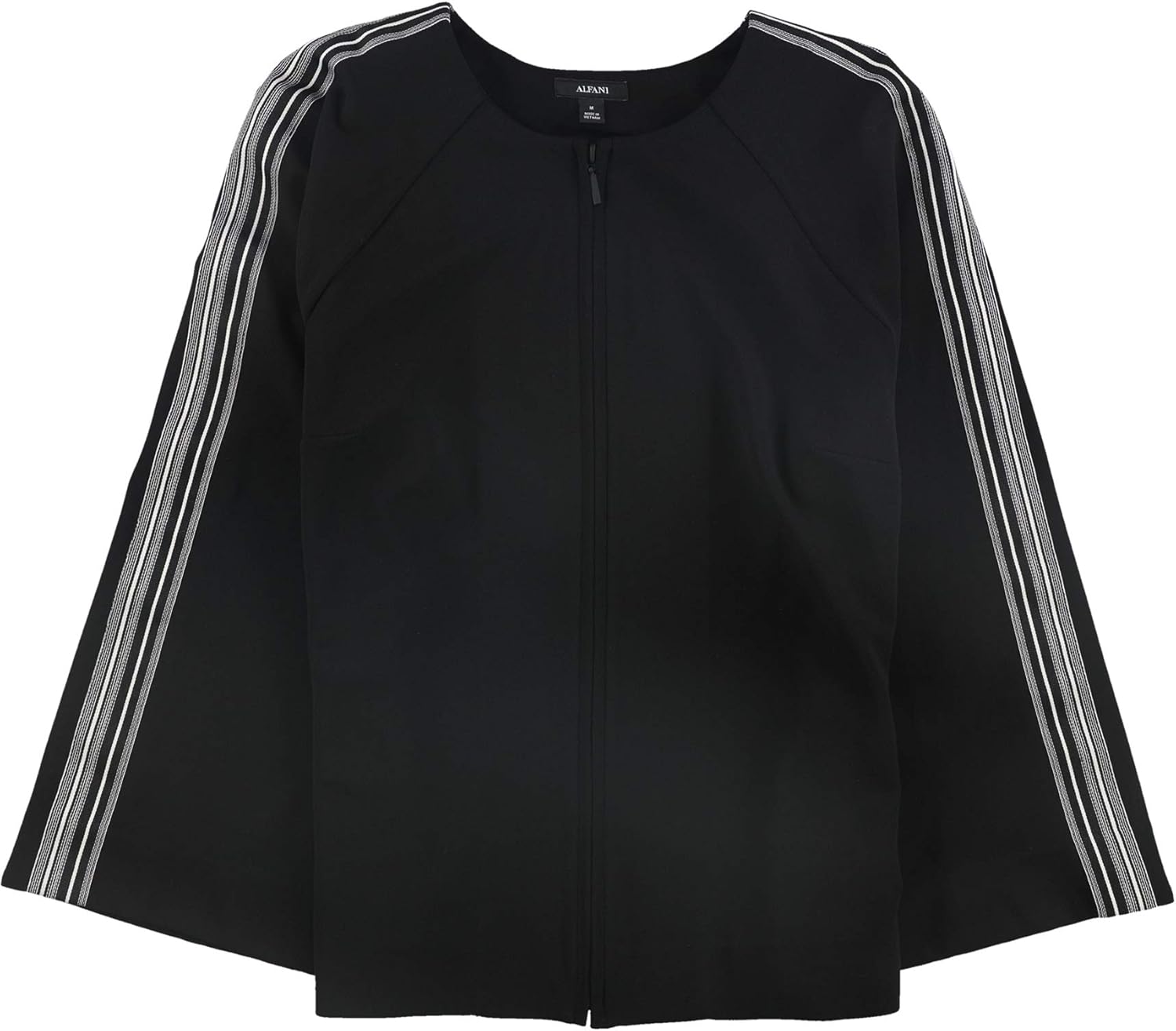 Alfani Womens Stripe Sleeve Jacket, Black, X-Large