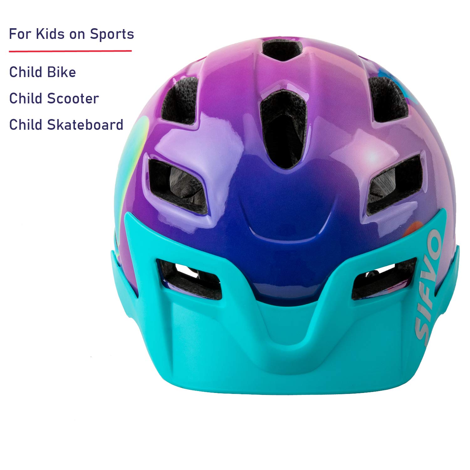 SIFVO Casco Bici Bambino 50-57cm Casco Bici Bambina Casco da Bicicletta Caschetti per Bambini 5-14 anni Skateboard Scooter Monopattino Roller Ciclismo con Visiera Regolabile