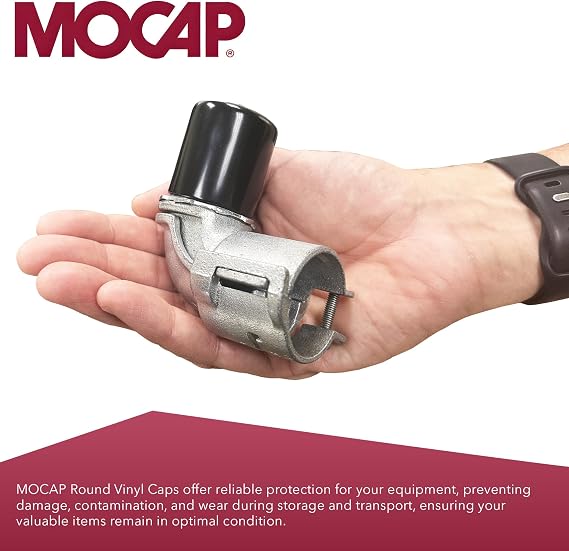 MOCAP Black Round Vinyl End Caps - 0.875 x 1.000 (Pack of 54) | Protection Rubber Tips, Bolt Covers, Protective Caps for Pipes, Tubes, Fittings, Hardware - MOCAP Material: RVCC9039-15