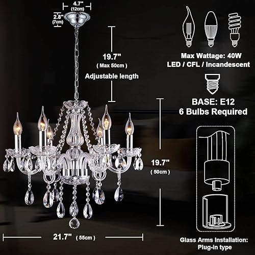 Miniatura 2 de Moderna y contemporánea elegante lámpara de cristal K9, lujosa lámpara colgante de techo con 6 luces para sala de estar, dormitorio y comedor,