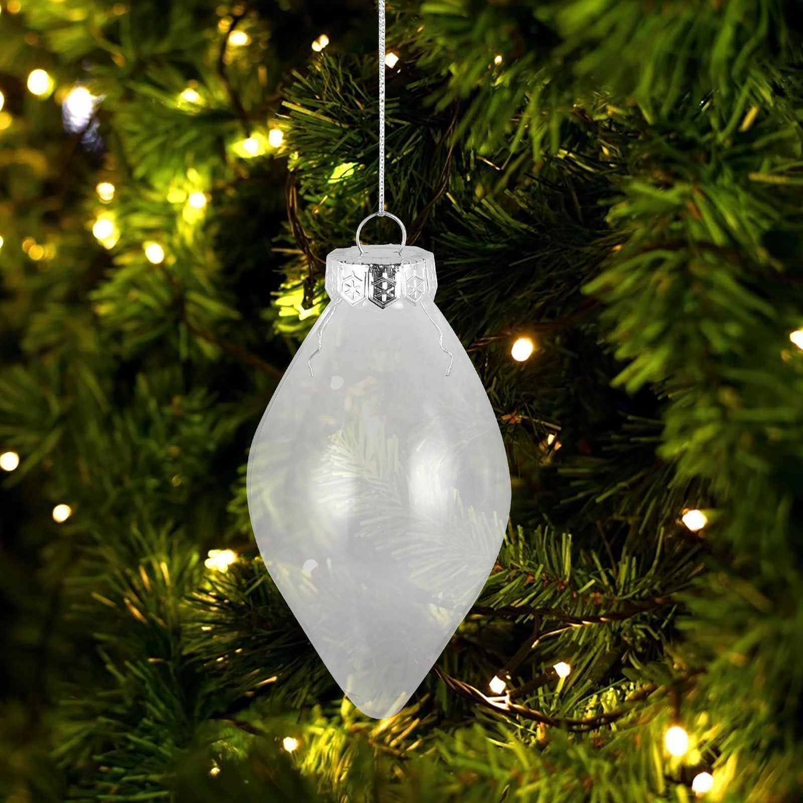 Abaodam 5 Pièces Boules Décoratives Transparentes en Plastique Pet Légères D'ampoule Ficelle Suspendue pour Décorations Festives de Noël Élégantes et Faciles à Accrocher