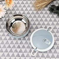 Vista 4 de Caja de almuerzo portátil de acero inoxidable, azul con doble aislamiento, contenedor de alimentos, caja térmica de doble capa, fideos de arroz