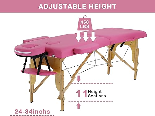 Miniatura 10 de Mesa de masaje portátil, mesa de masaje plegable con funda de transporte, altura ajustable para cama de pestañas, mesas de masaje portátiles para