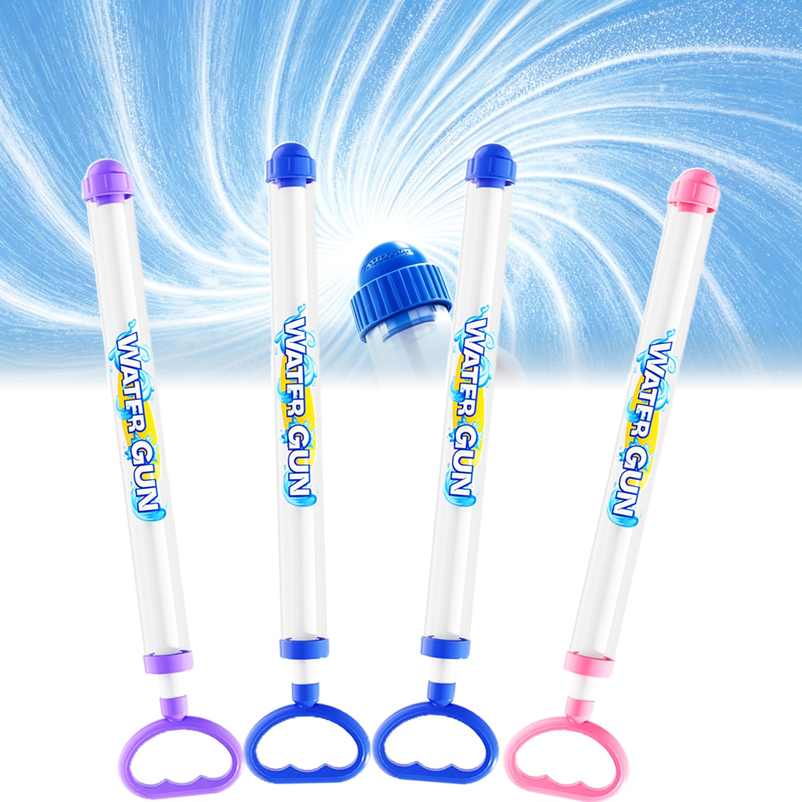 Dubydu 4PCS Firework Water Gun for Kids & Adults, Firework Style Water Squirter High Pressure Pull-Out Water Blaster, Fireworks Effect Water Spray Toy for Pool Beach Backyard Summer Water Fight