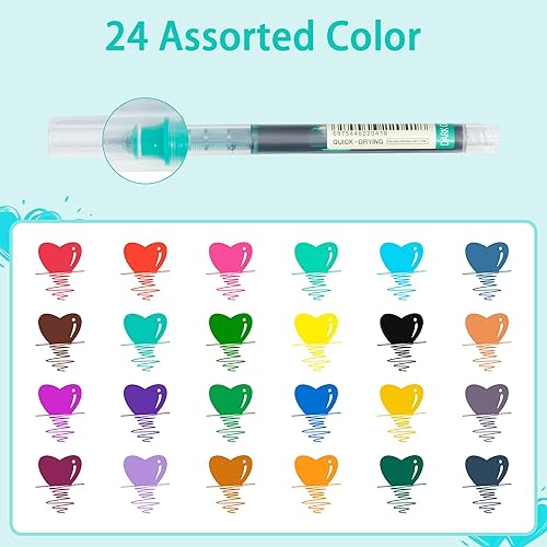 Miniatura 2 de USUAL Bolígrafos de gel de colores de punta fina suave para tomar notas, diarios, bolígrafos de punta fina de 0.020in, bolígrafos de colores vivos