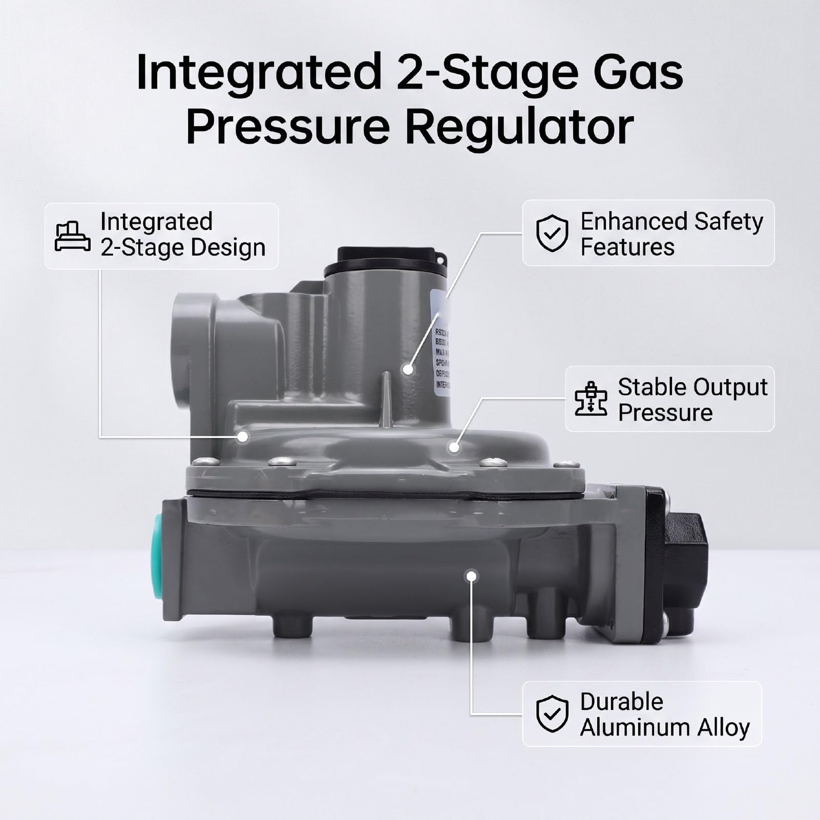 2-stopniowy Regulator Gazu 1/4x3/4 NPT Zintegrowany do Domu