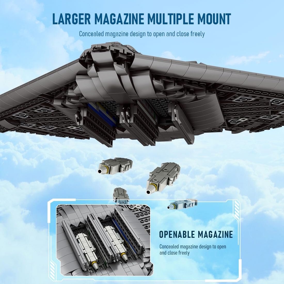 B-2 Strategischer Stealth-Bomber Kampfflugzeug-Flugzeug Klemmbausteine Bauklötze, 1:70 Militär B2 Spirit Bomber mit Waffen Set für Erwachsene-2063 Teile, Entworfen von DarthDesigner