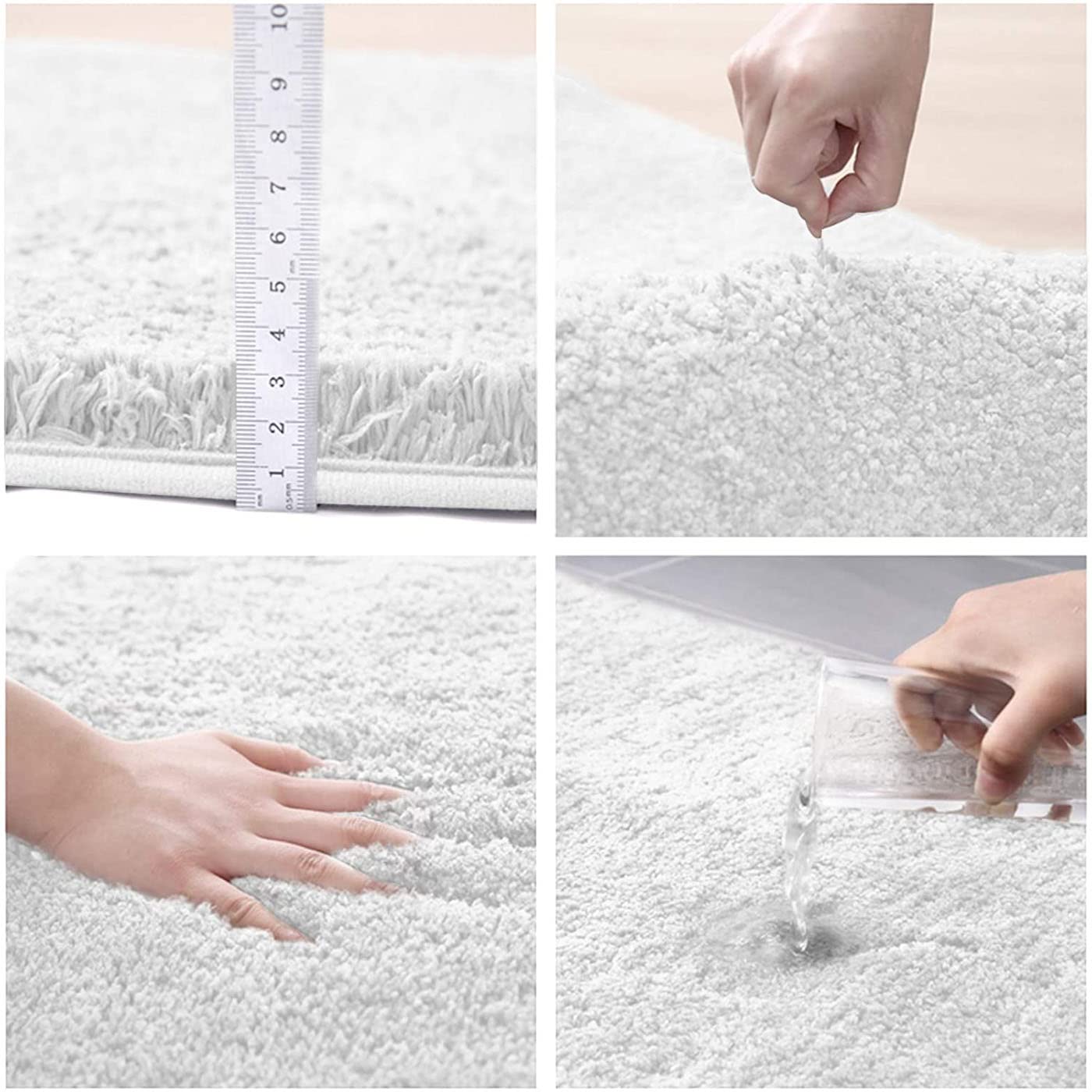 ZLZNX Badematte rutschfest Badvorleger Weicher Flauschige Mikrofaser Badezimmerteppich Badteppich Wasserabsorbierende Antirutsch Maschinenwaschbare,Weiß,50 * 120CM
