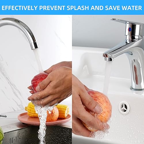 Miniatura 4 de iFealClear Paquete de 4 aireadores de grifo, filtro aireador de fregadero de cocina de acero inoxidable con carcasa de latón macizo, rosca macho y