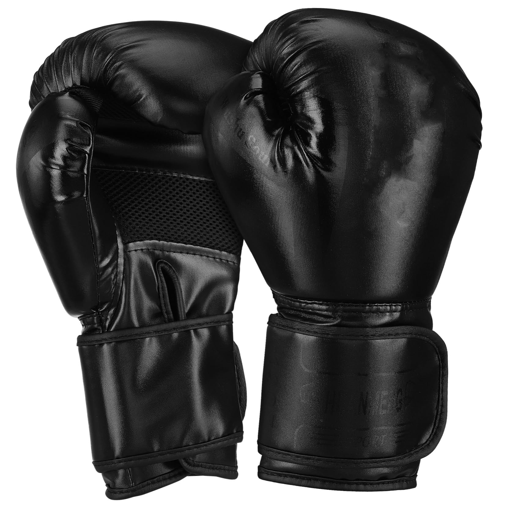Boxhandschuhe 12 Unzen und Ergonomischem Design aus Schwarzem Pu mit Stabilem Griff für Herren für Boxen und Kickboxtraining