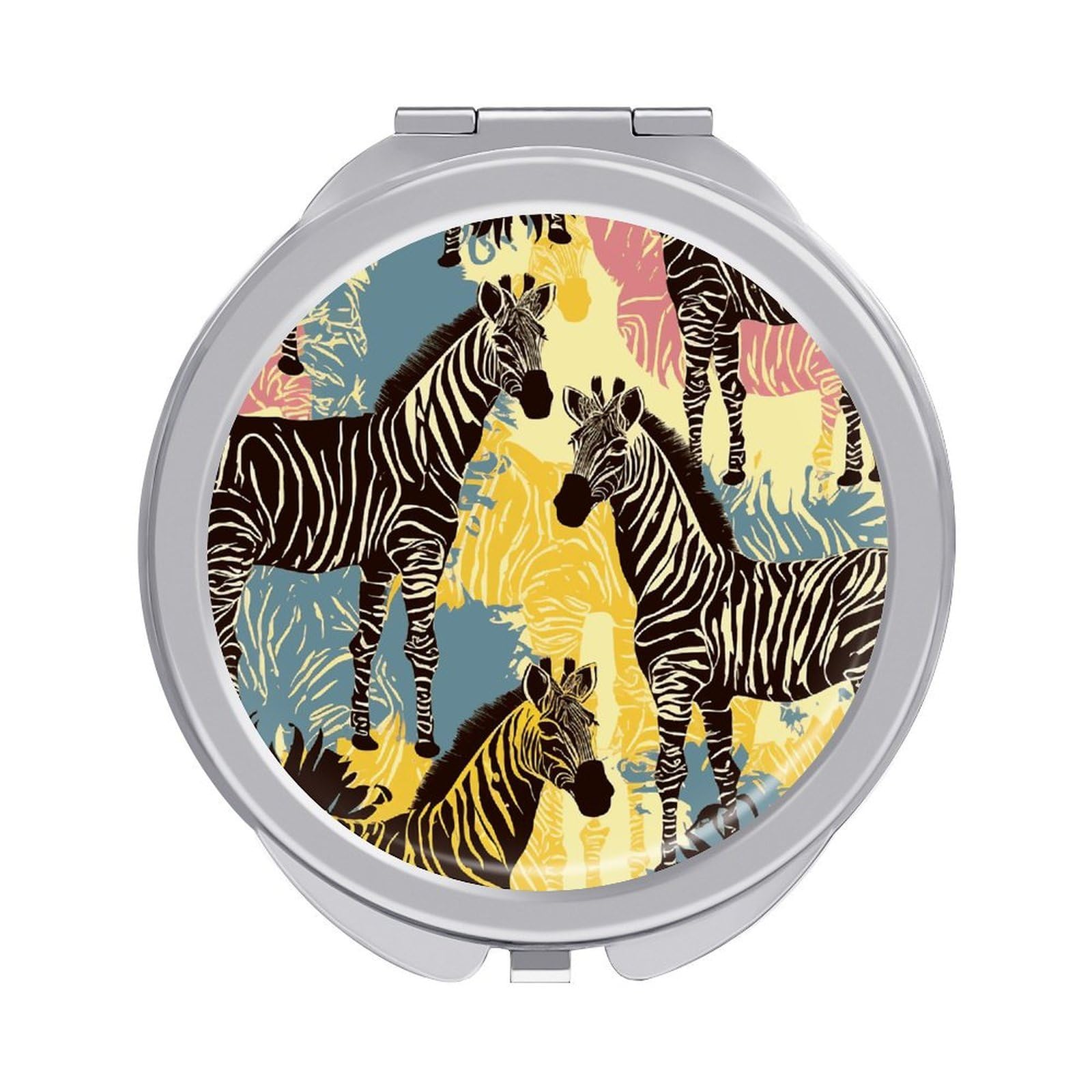 JTREHY Giraffe and Zebra Makeup Mirror Portable Folding Mirror Compact Travel Mirrors 2-Sided Round Pocket Mirrors Cute Handheld Beauty Mirror for Handbag Purse for Women Gift